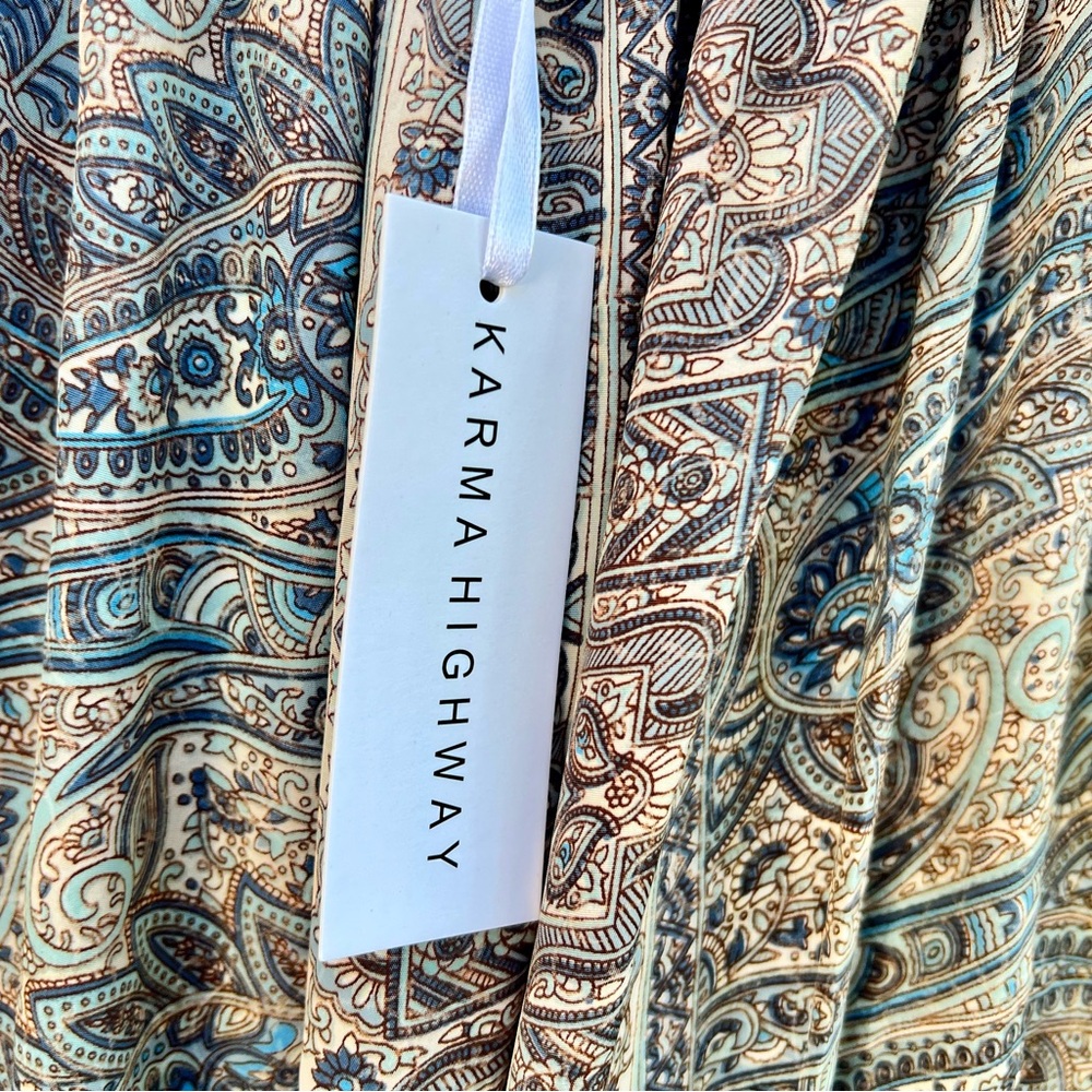 Karma Highway Paisley Boho Buttoned Back Poly Silk Maxi Dress NWT - Picture 5 of 8